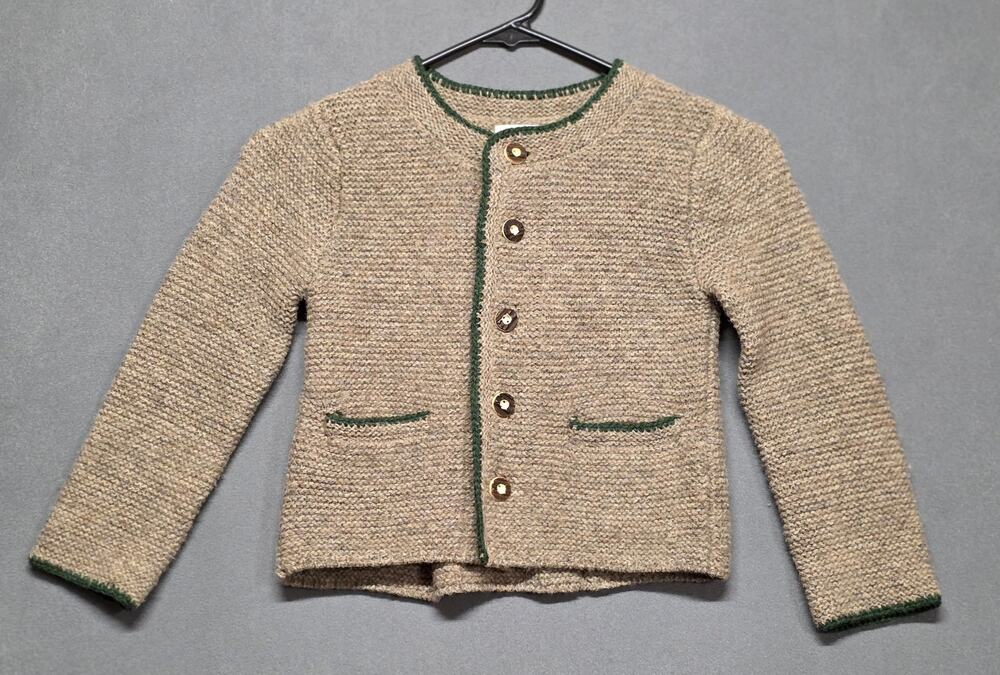Vintage Euro Alpine Trachten Wool Sweater Jacket Cardigan Girls Size 116 (US 5/6